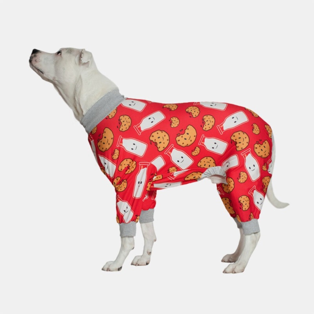 Tooth & Honey Red Cookies & Milk Large Dog Pajamas Pit-bull X-Large Pet Size